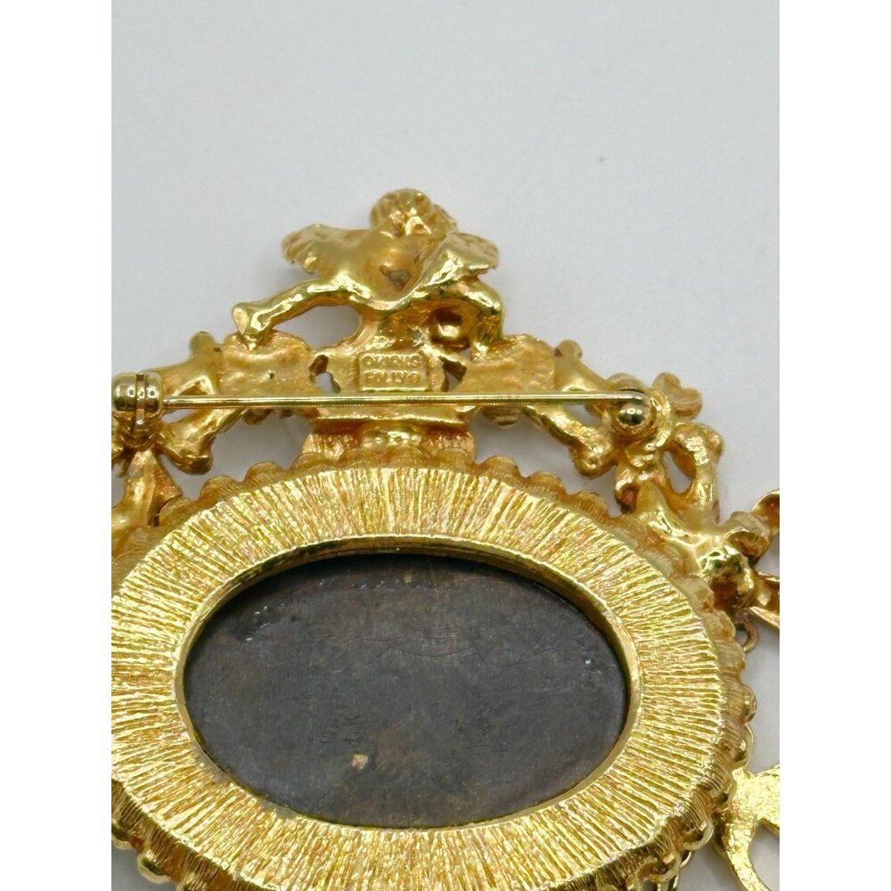 Kirks‎ Folly Twin Ladies Cameo Cherub Bows Pin Brooch - Picture 3 of 5